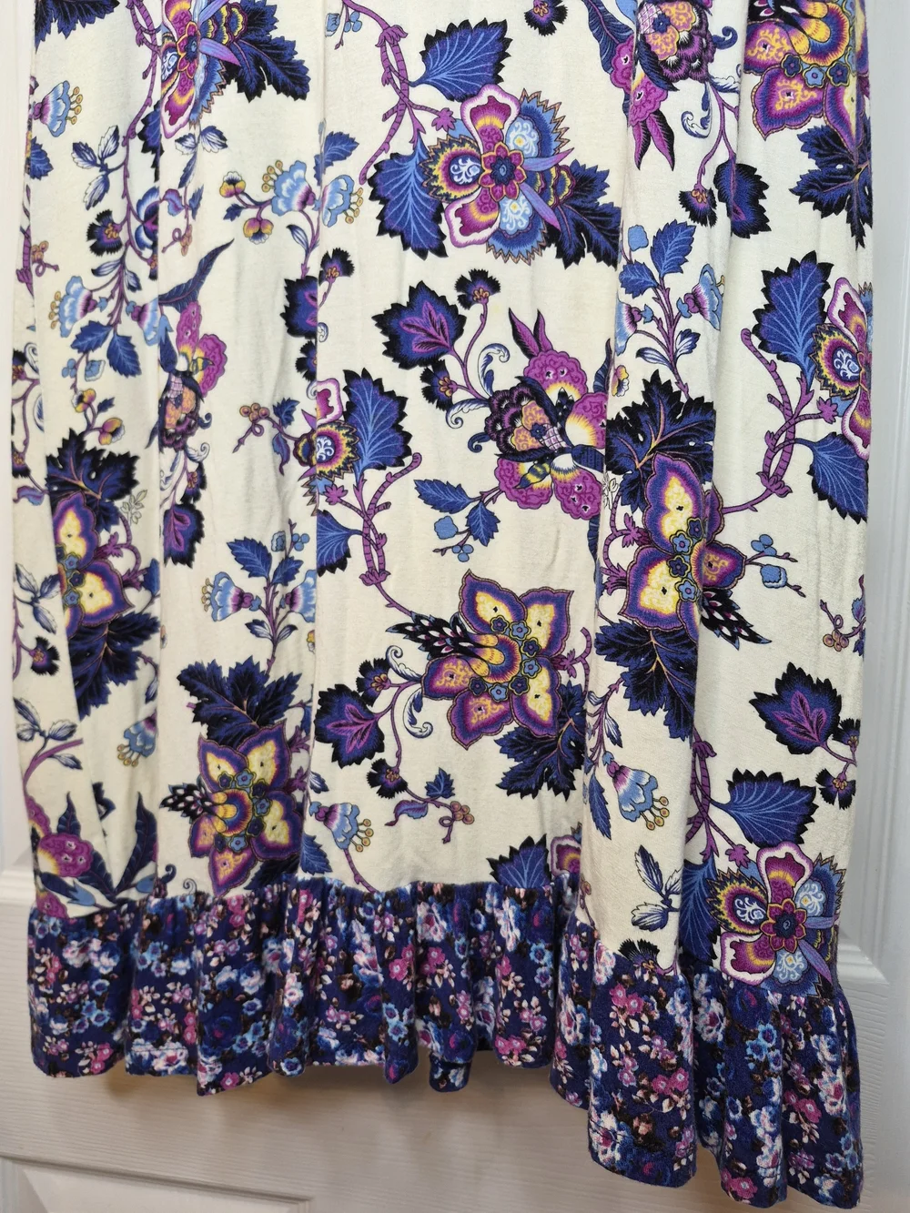 Karen Kane Cream Midi Dress with Purple Floral Print Large